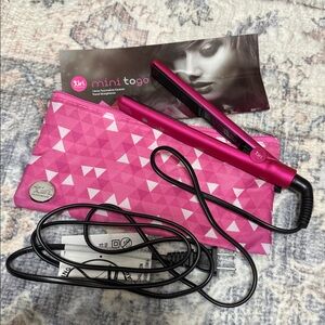 Pink Mini Hair Straightener with Pouch